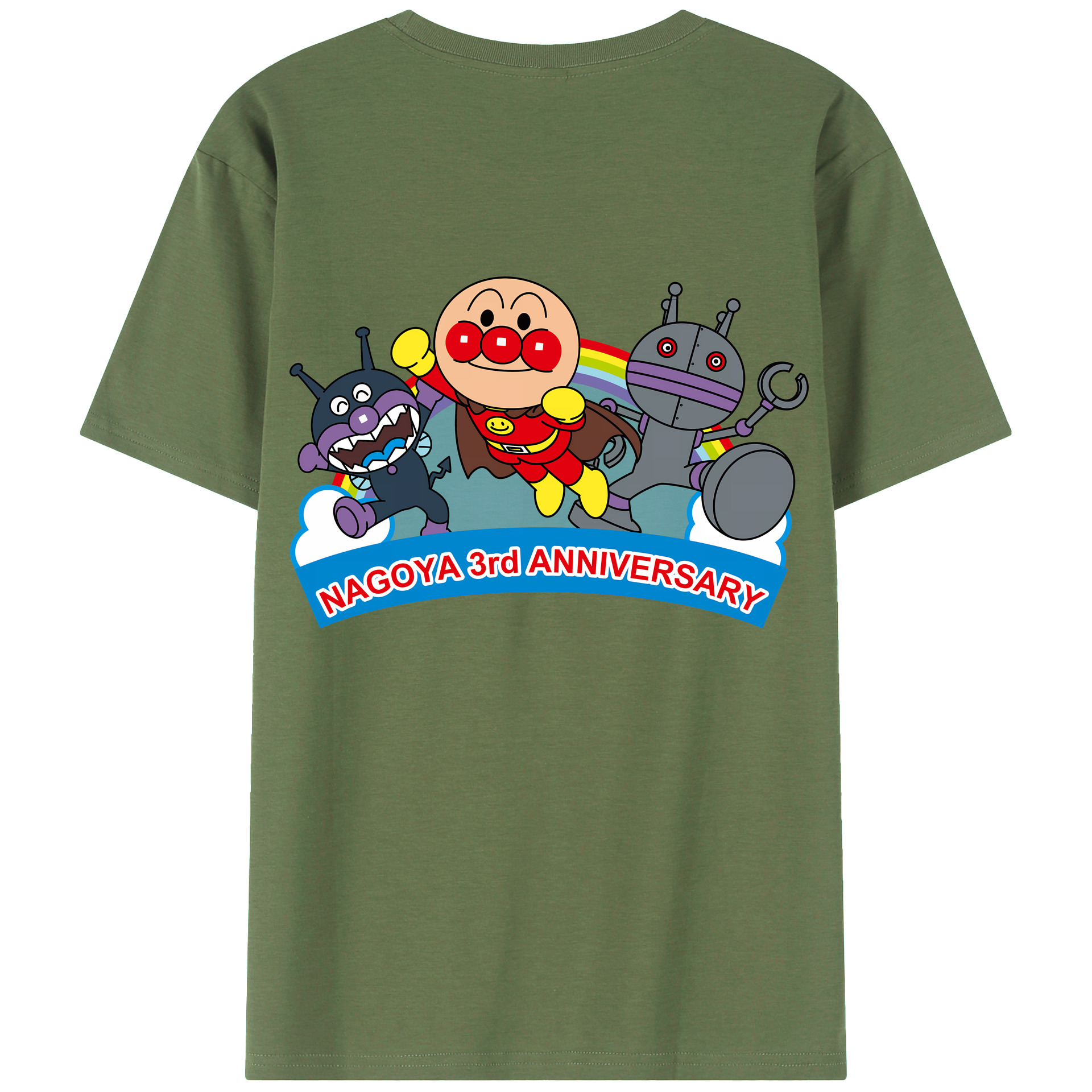 （画像用） アンパンマン Anpanman 綿100％ メンズ半袖Tシャツ（バックプリント） 通気性
